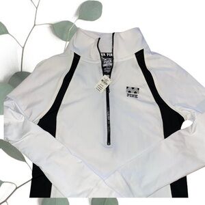 NWT! Pink/Victoria’s Secret Ultimate zip up. White with black details.